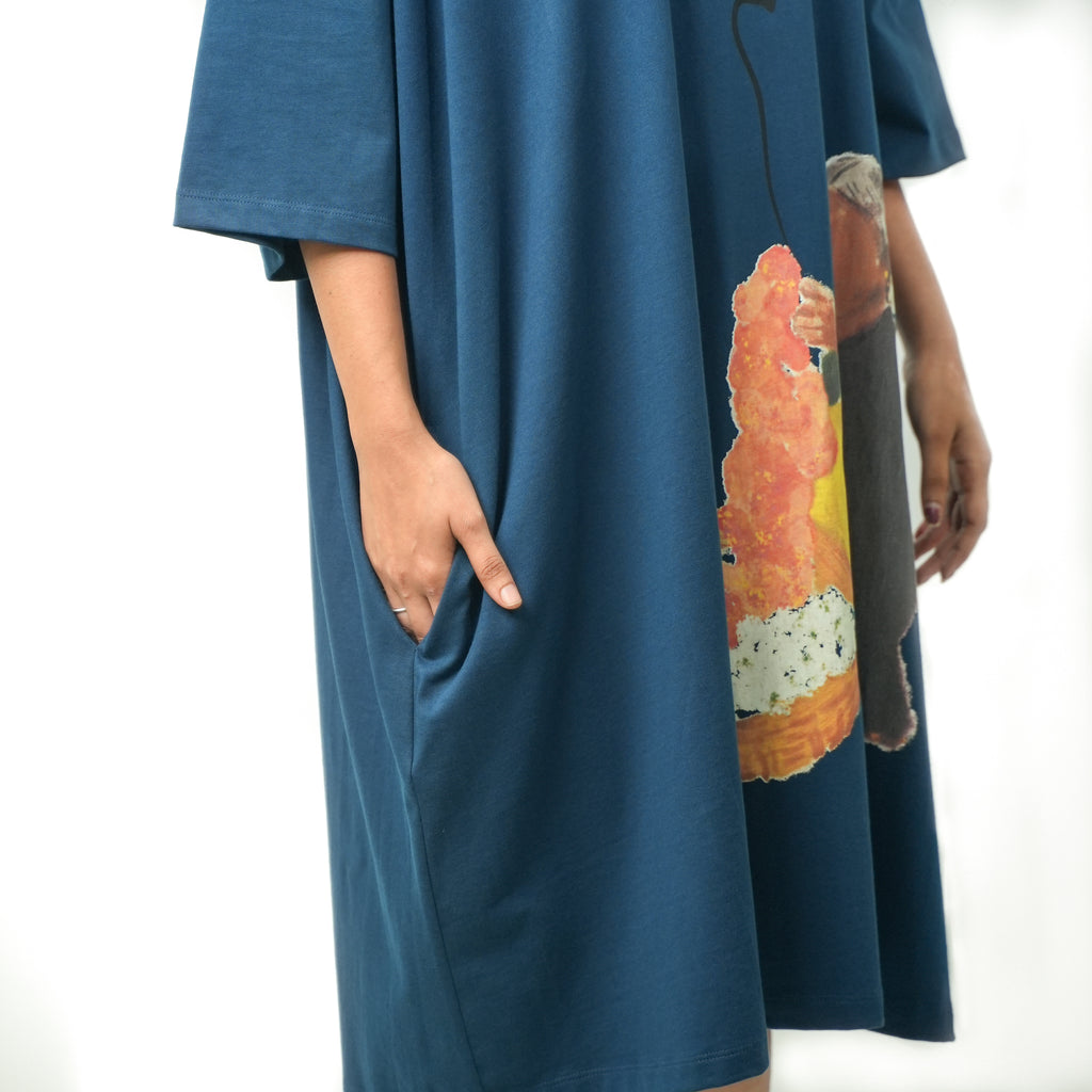 Blue Oversized comfy Indian Heritage Tee