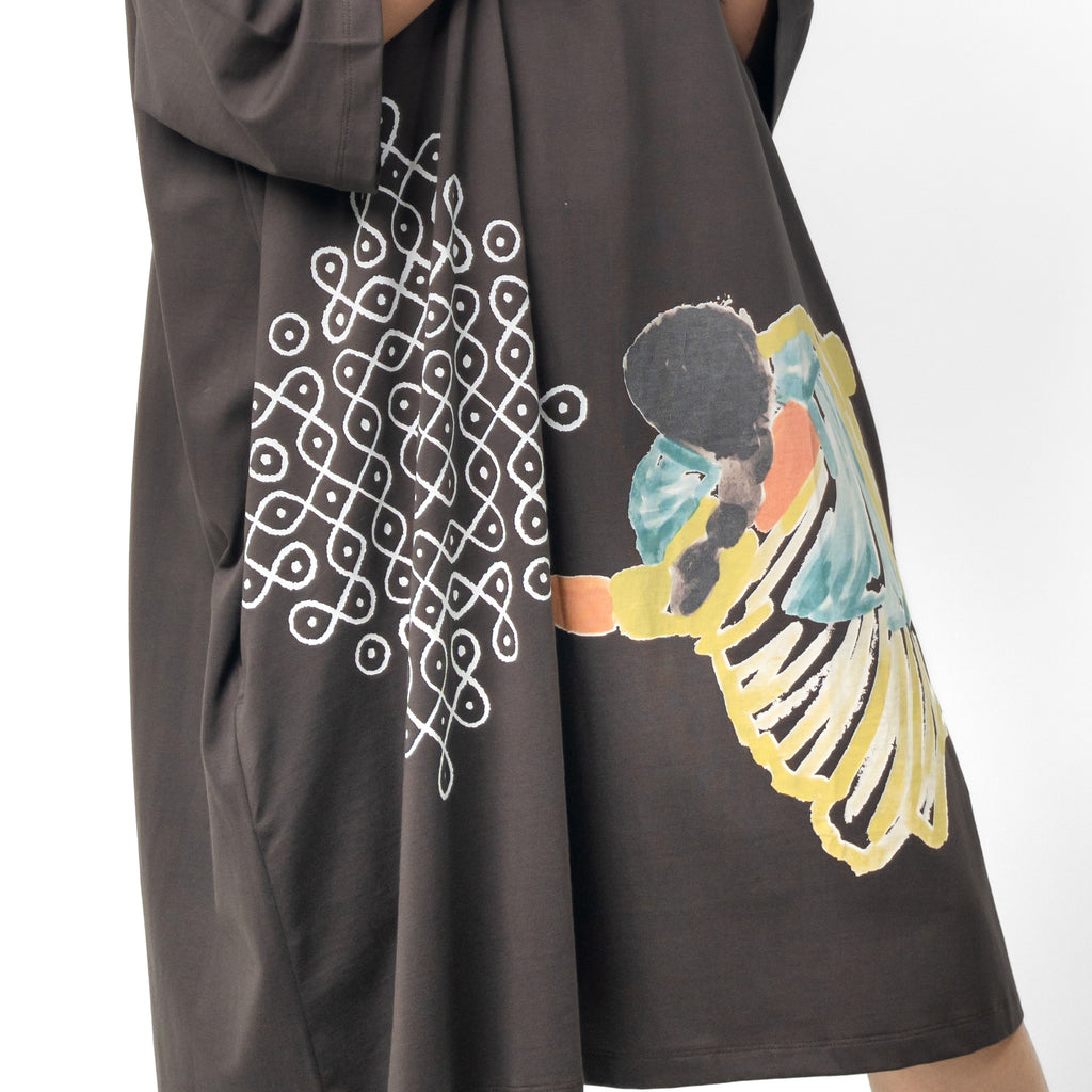 Brown Oversized comfy Indian Heritage Tee
