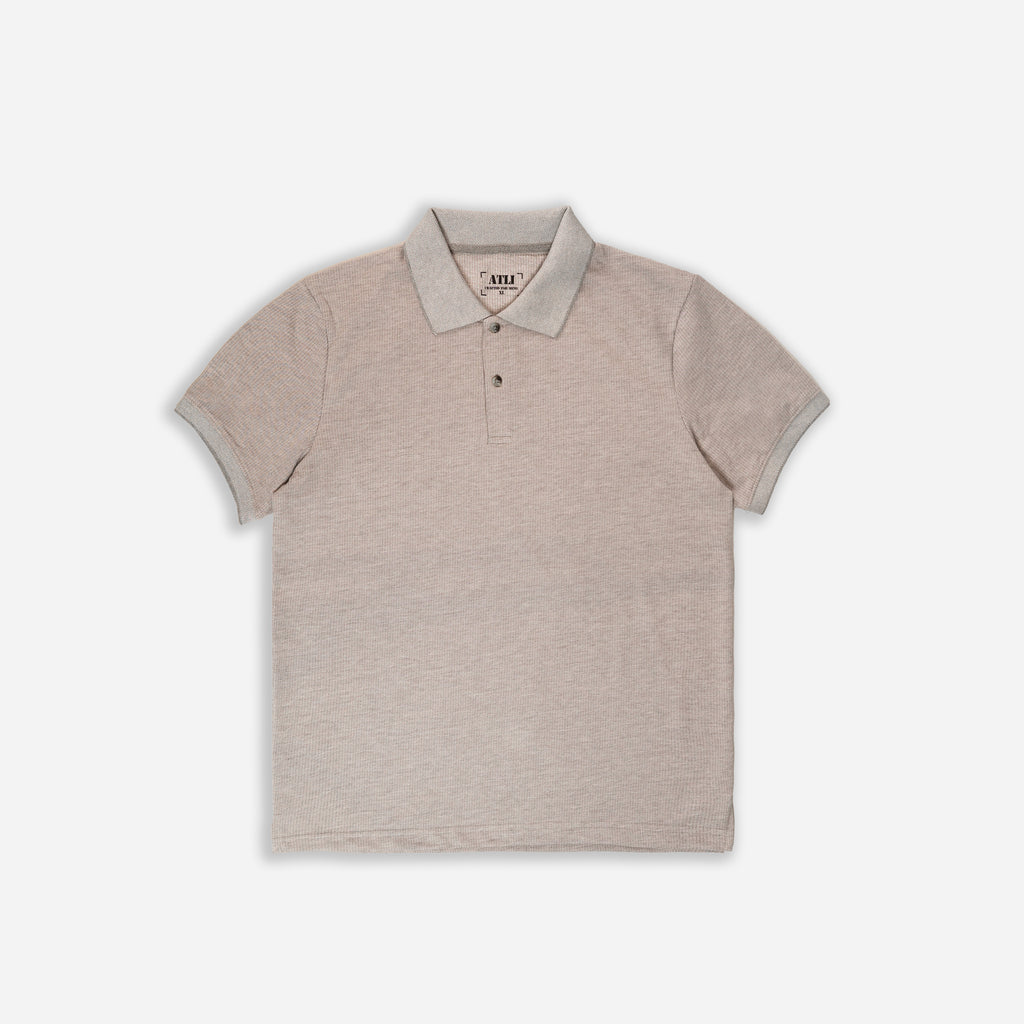 Men’s Solid Beige Cotton Polo T-Shirt
