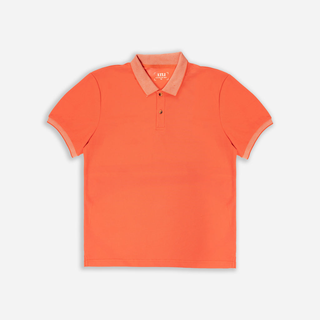 Men’s Solid Orange Cotton Polo T-Shirt