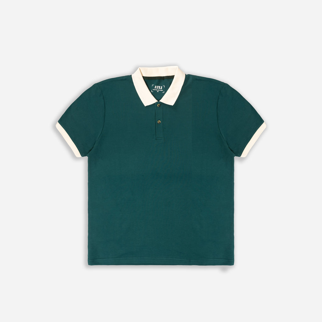 Men’s Solid Dark Green Cotton Polo T-Shirt