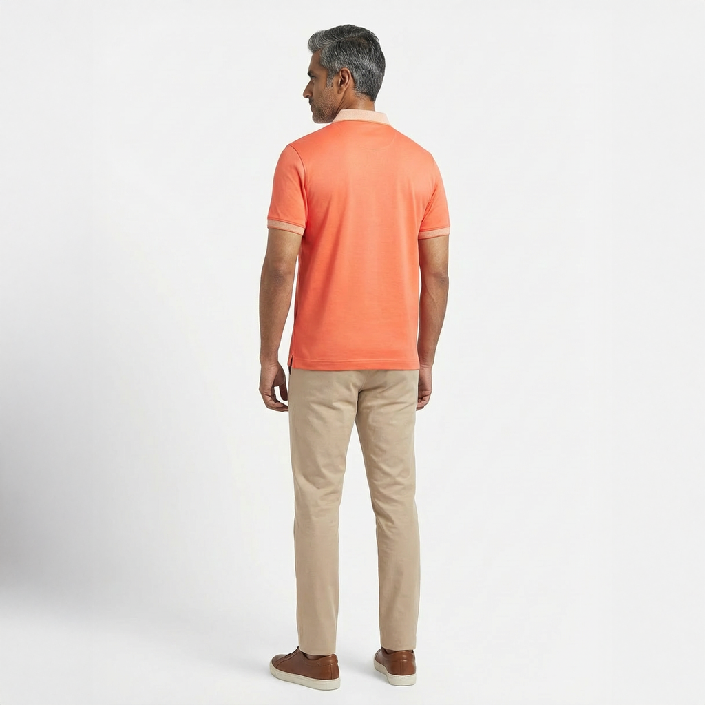 Men’s Solid Orange Cotton Polo T-Shirt