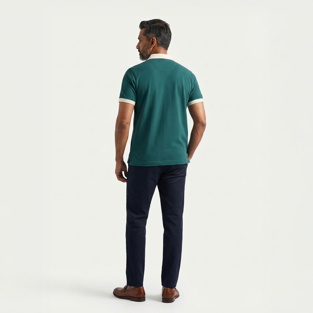 Men’s Solid Dark Green Cotton Polo T-Shirt